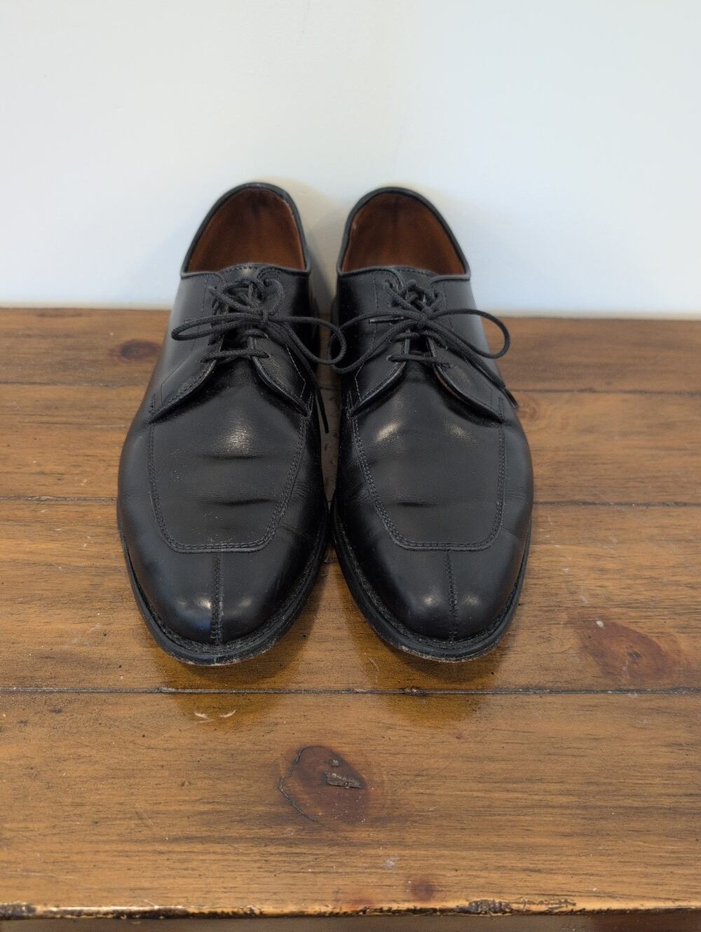 Allen Edmonds Mens Delray Oxford Size 9.5 D Black Split Toe Blucher Dress Shoe